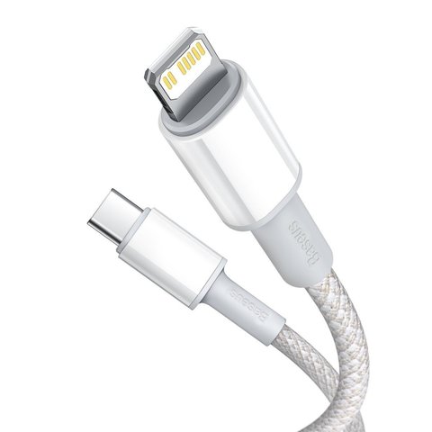 USB кабель Baseus High Density Braided, USB тип-C, Lightning, 200 см, 20 Вт, белый, #CATLGD-A02 Превью 1