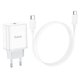Mains Charger Hoco C104A, (20 W, Power Delivery (PD), white, with cable USB type C to USB type C, 1 output) #6931474782915 Preview 1