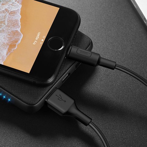USB дата-кабель Hoco X25, USB тип-A, Lightning, 100 см, 2 А, чорний Прев'ю 1