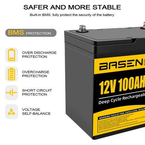Акумулятор Basen BG12100, LiFePO4, 12 В, 100 Аг, bluetooth Прев'ю 1