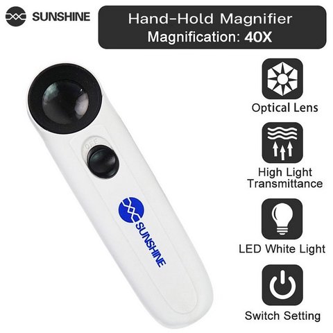 Ручная лупа Sunshine MG6B-1B, с подсветкой, 40X Превью 1