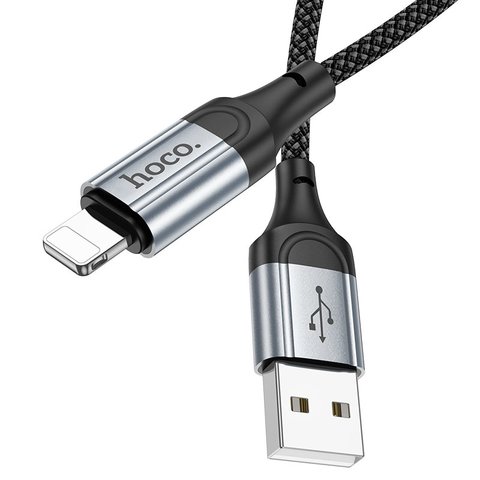 USB кабель Hoco X102, USB тип-A, Lightning, 100 см, 2,4 А, чорний, в нейлоновому обплетенні, #6942007608756 Прев'ю 3